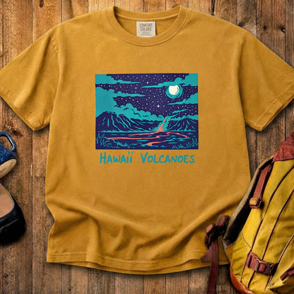 Hawaii Volcanoes at Night Cotton T-Shirt
