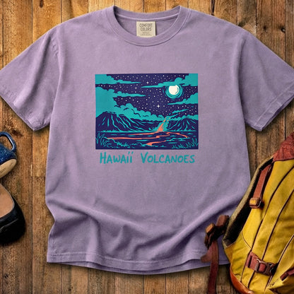 Hawaii Volcanoes at Night Cotton T-Shirt