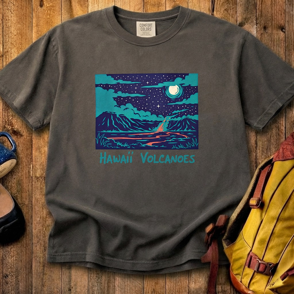 Hawaii Volcanoes at Night Cotton T-Shirt