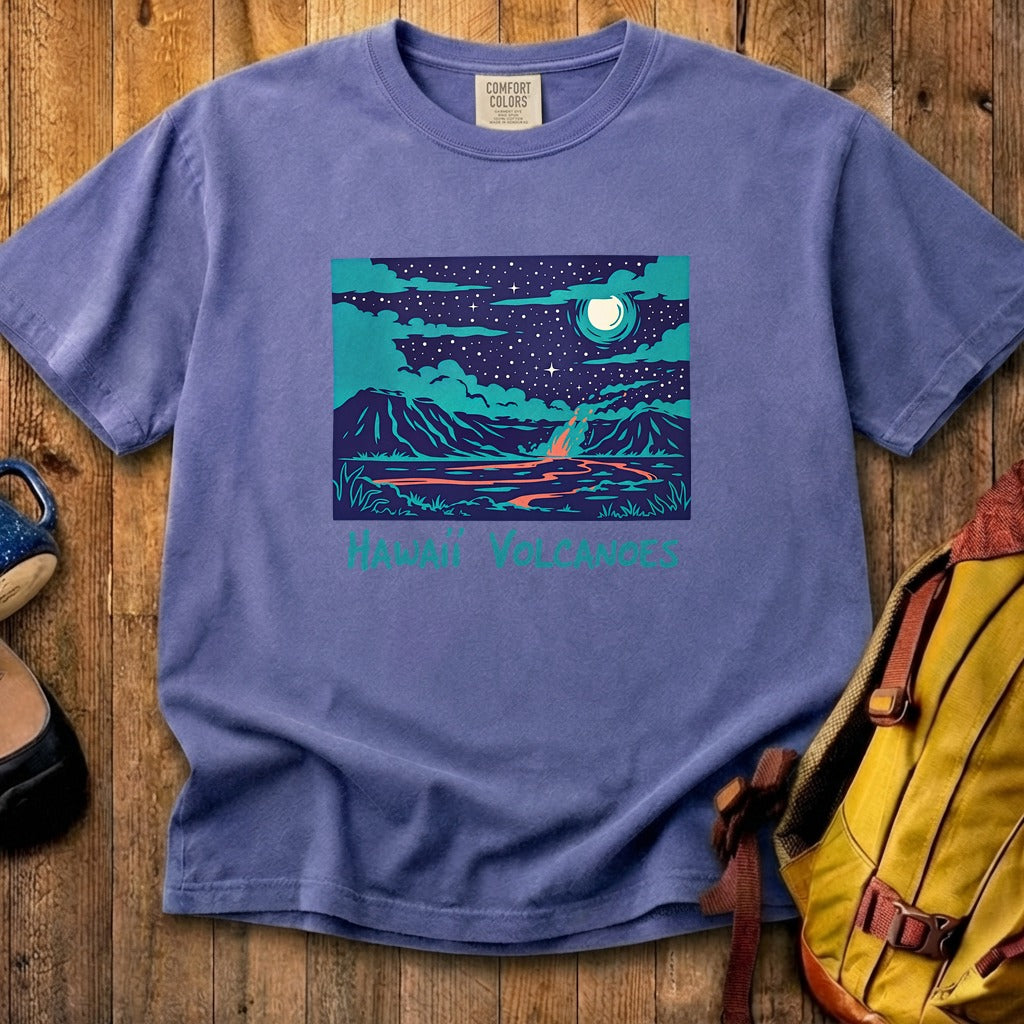 Hawaii Volcanoes at Night Cotton T-Shirt