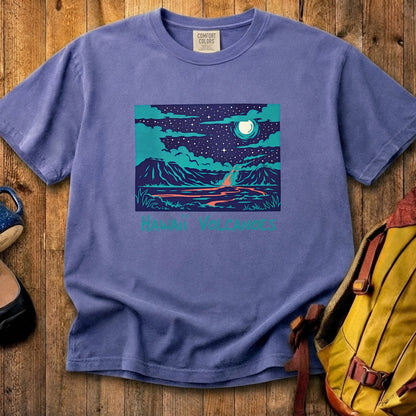 Hawaii Volcanoes at Night Cotton T-Shirt