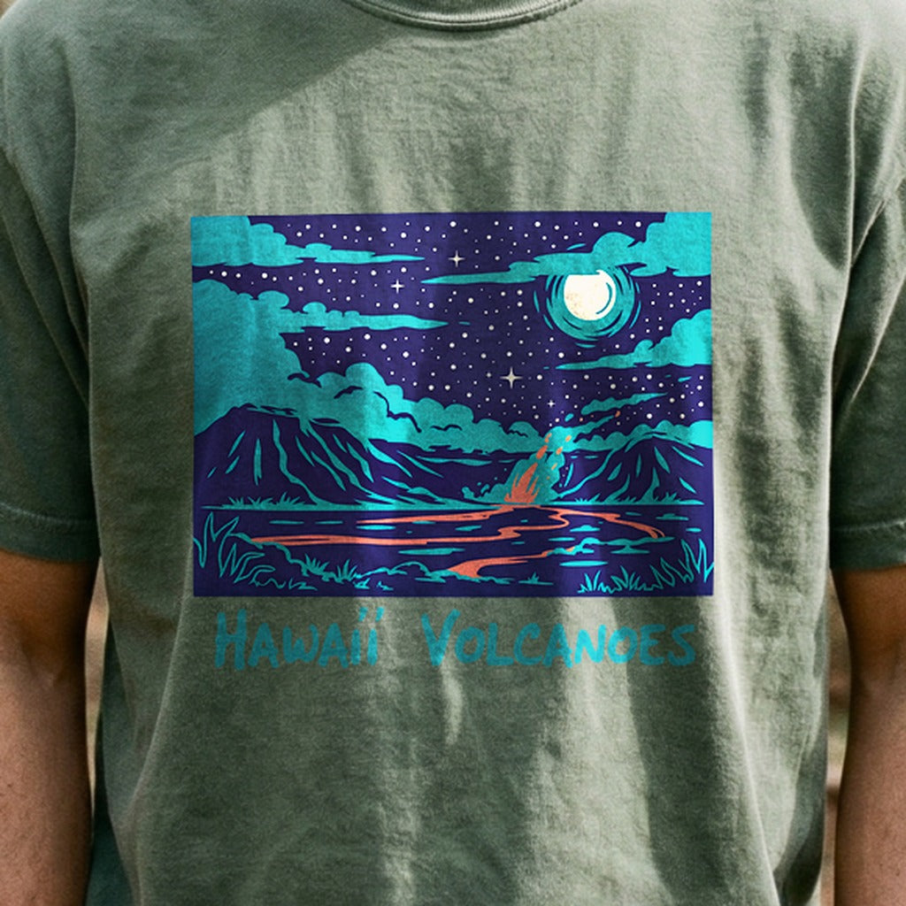 Hawaii Volcanoes at Night Cotton T-Shirt