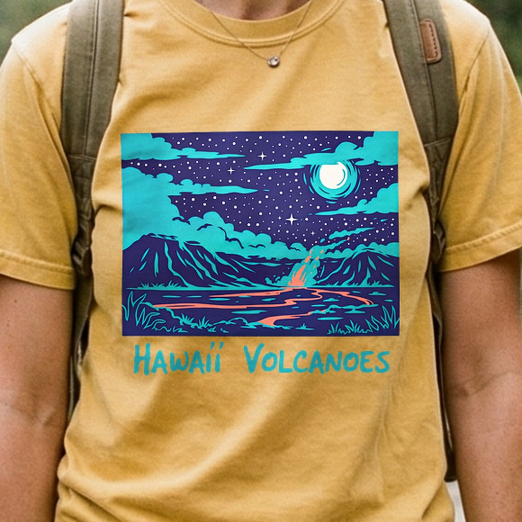 Hawaii Volcanoes at Night Cotton T-Shirt