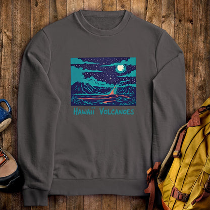 Hawaii Volcanoes at Night Crewneck Sweatshirt