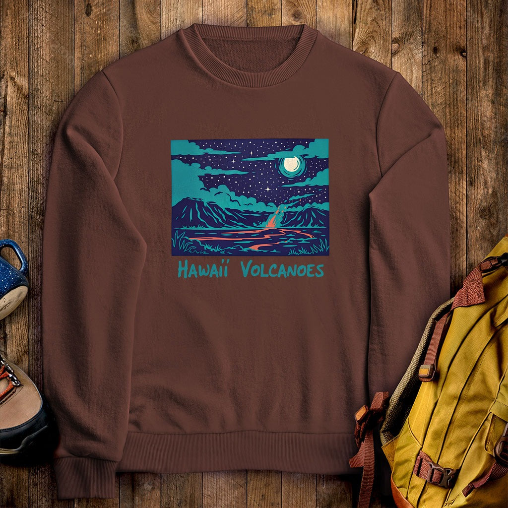 Hawaii Volcanoes at Night Crewneck Sweatshirt