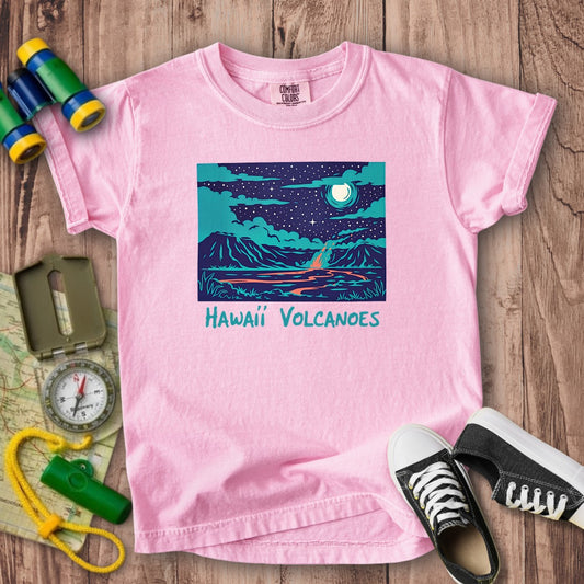 Hawaii Volcanoes at Night Kids Cotton T-Shirt
