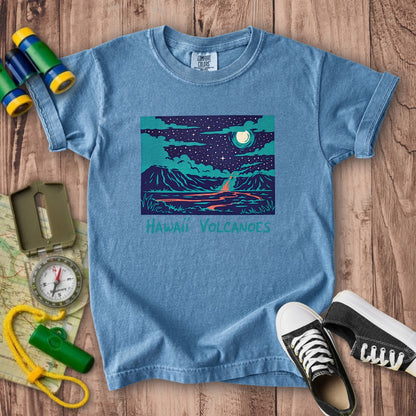 Hawaii Volcanoes at Night Kids Cotton T-Shirt