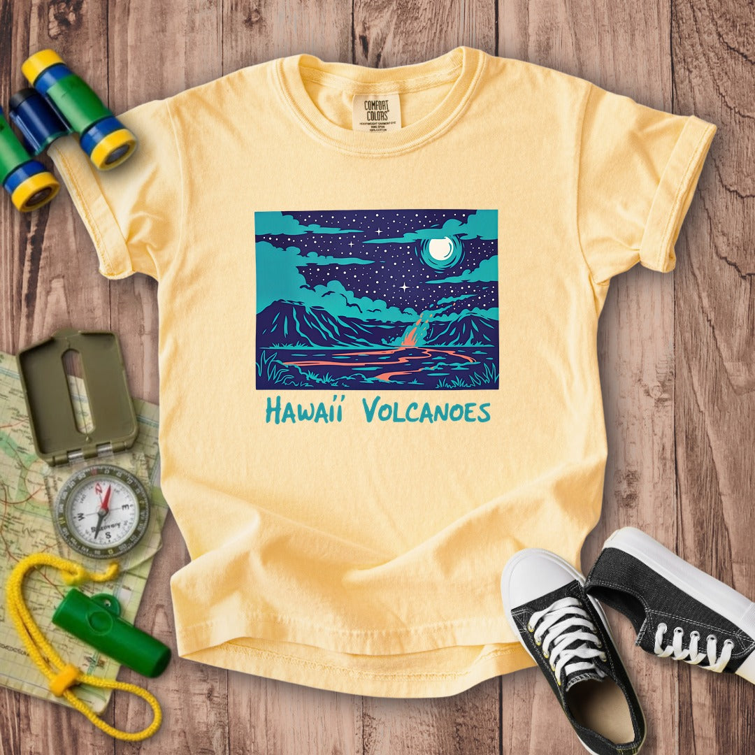 Hawaii Volcanoes at Night Kids Cotton T-Shirt