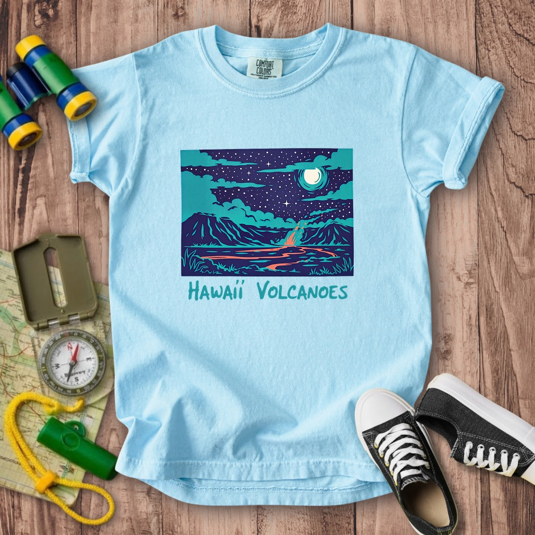 Hawaii Volcanoes at Night Kids Cotton T-Shirt