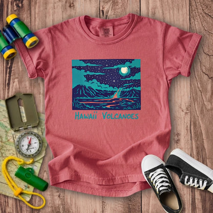Hawaii Volcanoes at Night Kids Cotton T-Shirt