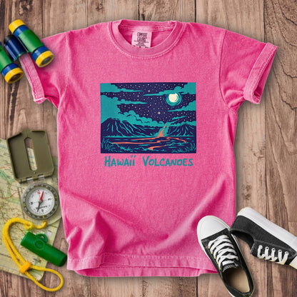 Hawaii Volcanoes at Night Kids Cotton T-Shirt