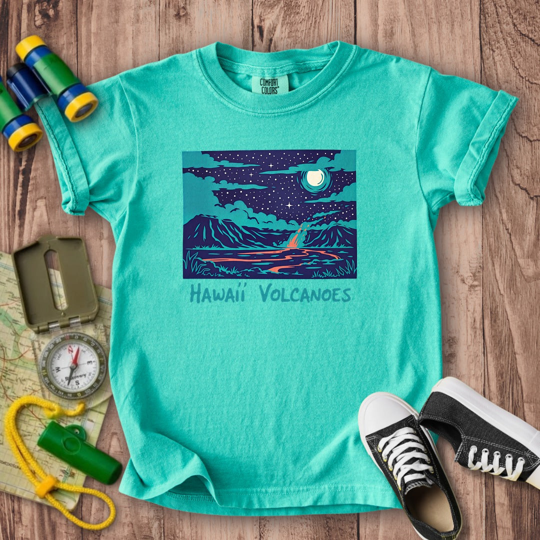 Hawaii Volcanoes at Night Kids Cotton T-Shirt
