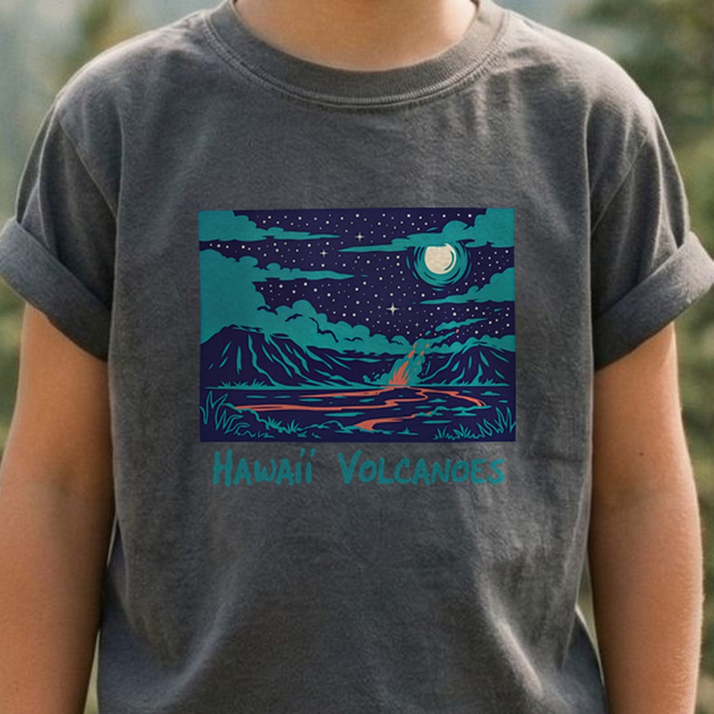 Hawaii Volcanoes at Night Kids Cotton T-Shirt