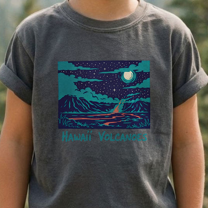 Hawaii Volcanoes at Night Kids Cotton T-Shirt