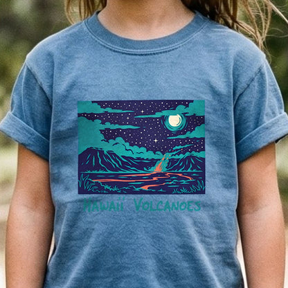 Hawaii Volcanoes at Night Kids Cotton T-Shirt
