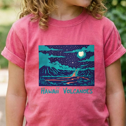 Hawaii Volcanoes at Night Kids Cotton T-Shirt