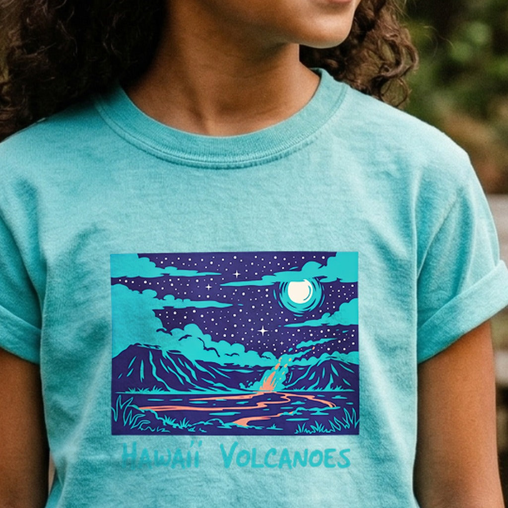Hawaii Volcanoes at Night Kids Cotton T-Shirt