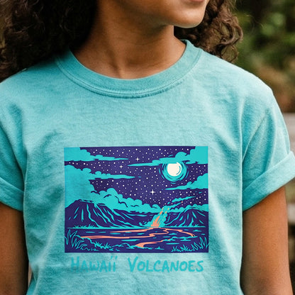 Hawaii Volcanoes at Night Kids Cotton T-Shirt