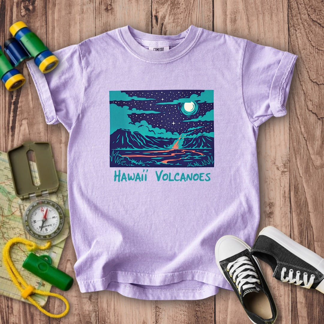 Hawaii Volcanoes at Night Kids Cotton T-Shirt