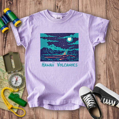 Hawaii Volcanoes at Night Kids Cotton T-Shirt