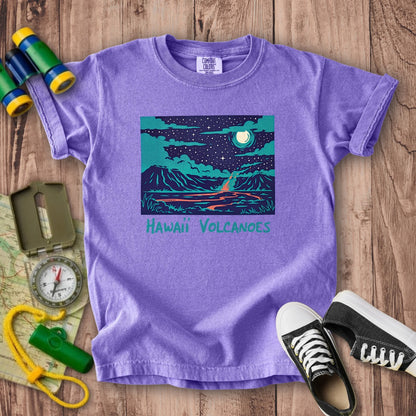 Hawaii Volcanoes at Night Kids Cotton T-Shirt