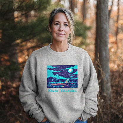 Hawaii Volcanoes at Night Crewneck Sweatshirt