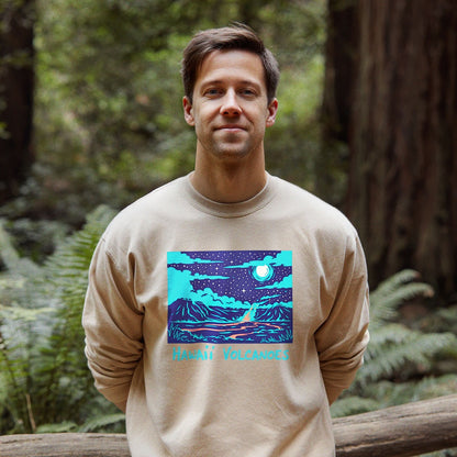 Hawaii Volcanoes at Night Crewneck Sweatshirt