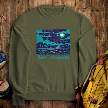 Hawaii Volcanoes at Night Crewneck Sweatshirt