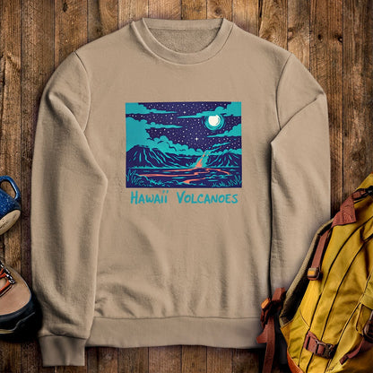 Hawaii Volcanoes at Night Crewneck Sweatshirt