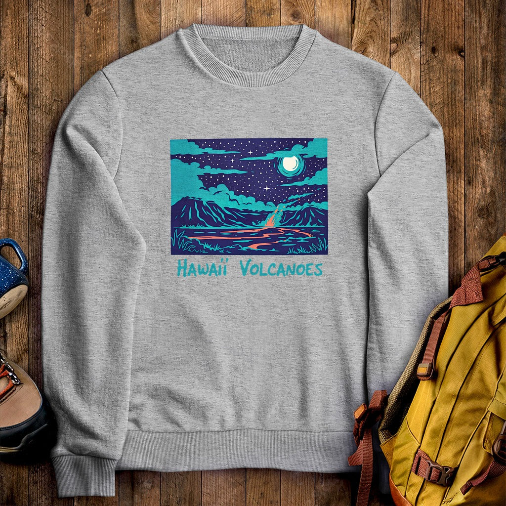 Hawaii Volcanoes at Night Crewneck Sweatshirt