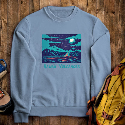 Hawaii Volcanoes at Night Crewneck Sweatshirt