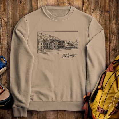 Hot Springs Line Drawing Crewneck Sweatshirt