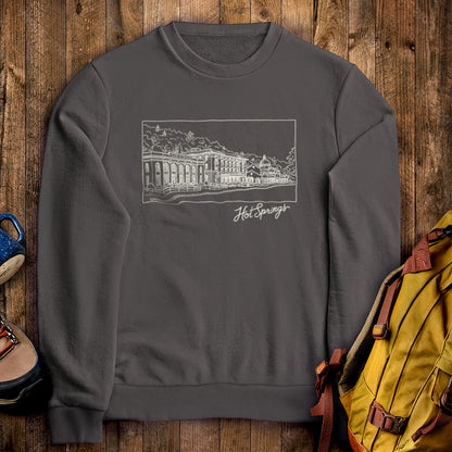 Hot Springs Line Drawing Crewneck Sweatshirt