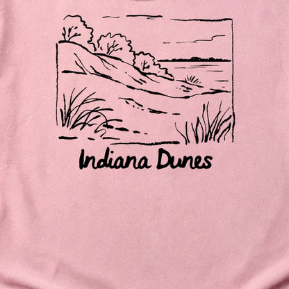 Indiana Dunes National Park Line Drawing Cotton T-Shirt