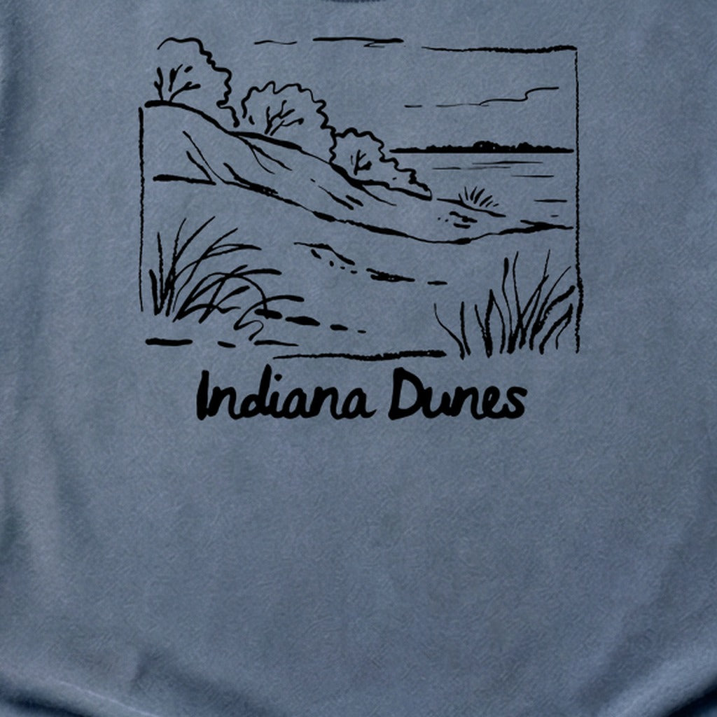 Indiana Dunes National Park Line Drawing Cotton T-Shirt