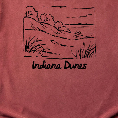 Indiana Dunes National Park Line Drawing Cotton T-Shirt