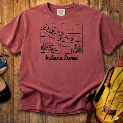 Indiana Dunes National Park Line Drawing Cotton T-Shirt