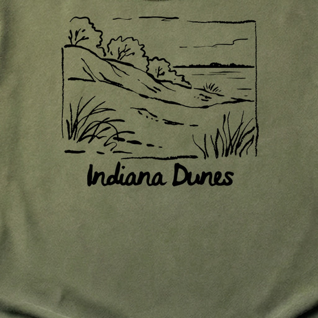 Indiana Dunes National Park Line Drawing Cotton T-Shirt