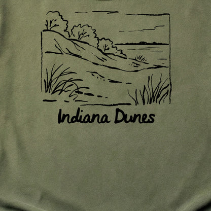 Indiana Dunes National Park Line Drawing Cotton T-Shirt