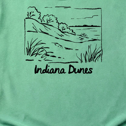 Indiana Dunes National Park Line Drawing Cotton T-Shirt