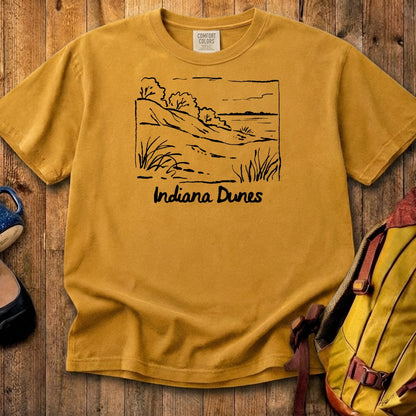 Indiana Dunes National Park Line Drawing Cotton T-Shirt