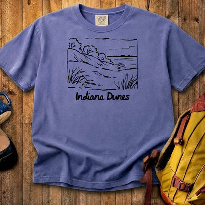 Indiana Dunes National Park Line Drawing Cotton T-Shirt