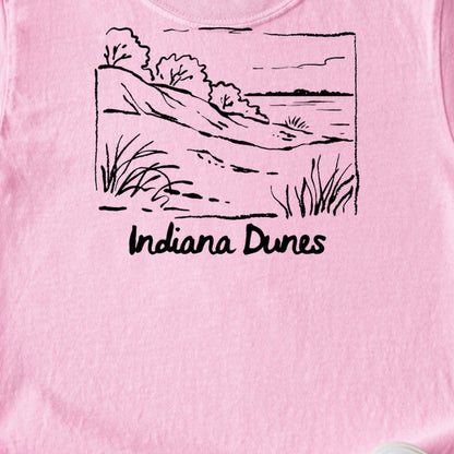 Indiana Dunes National Park Line Drawing Kids Cotton T-Shirt