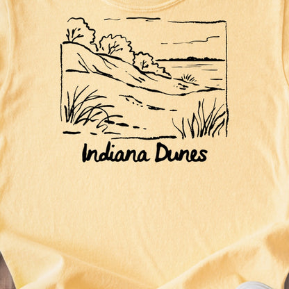 Indiana Dunes National Park Line Drawing Kids Cotton T-Shirt