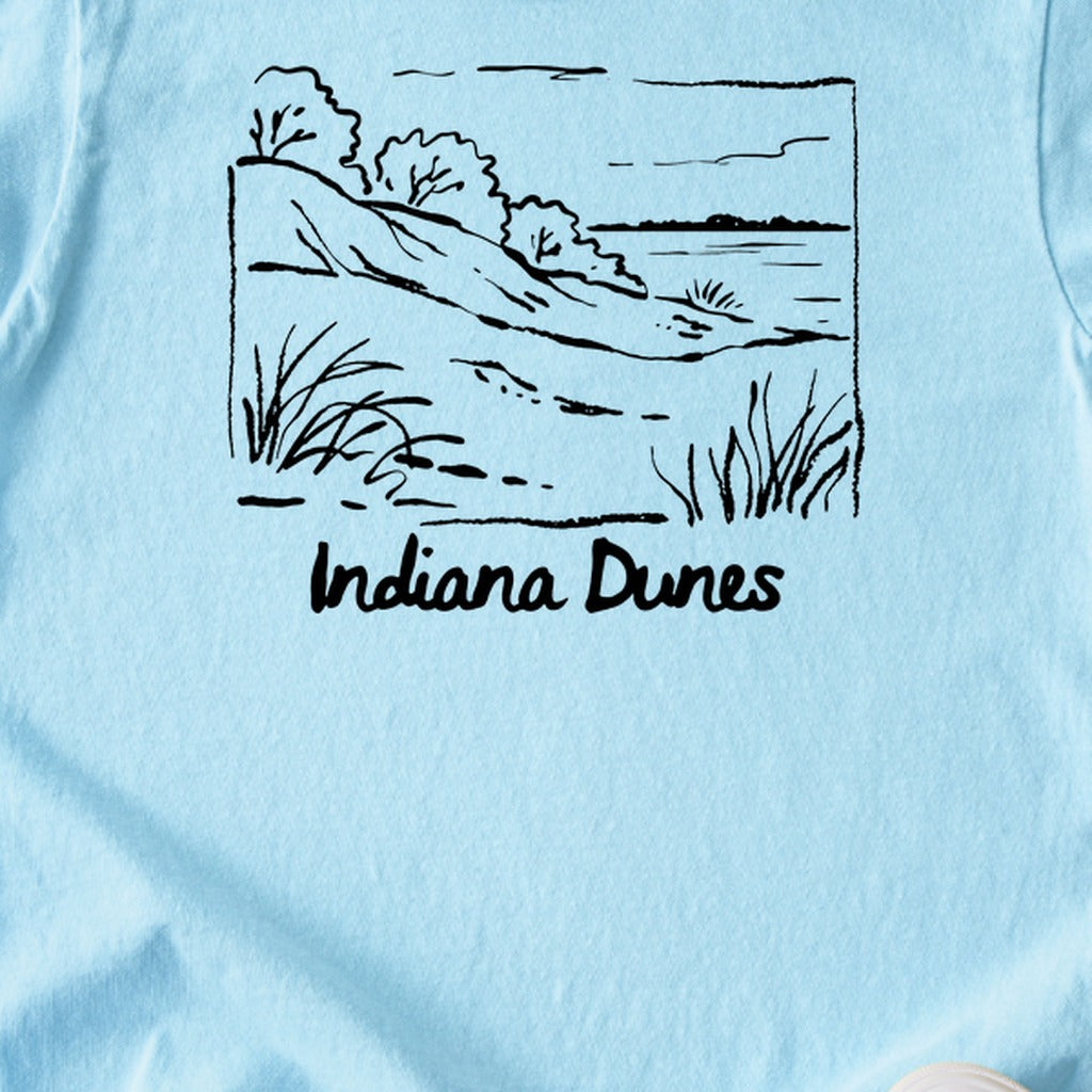 Indiana Dunes National Park Line Drawing Kids Cotton T-Shirt