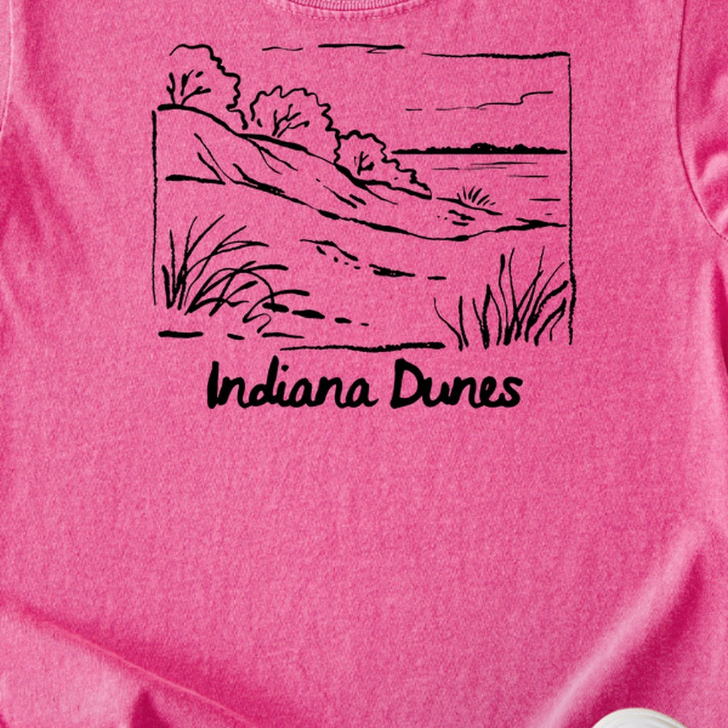 Indiana Dunes National Park Line Drawing Kids Cotton T-Shirt