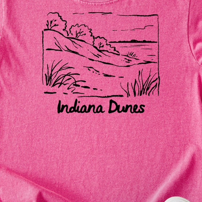 Indiana Dunes National Park Line Drawing Kids Cotton T-Shirt