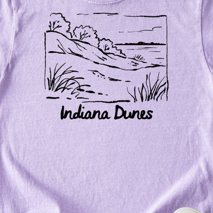 Indiana Dunes National Park Line Drawing Kids Cotton T-Shirt