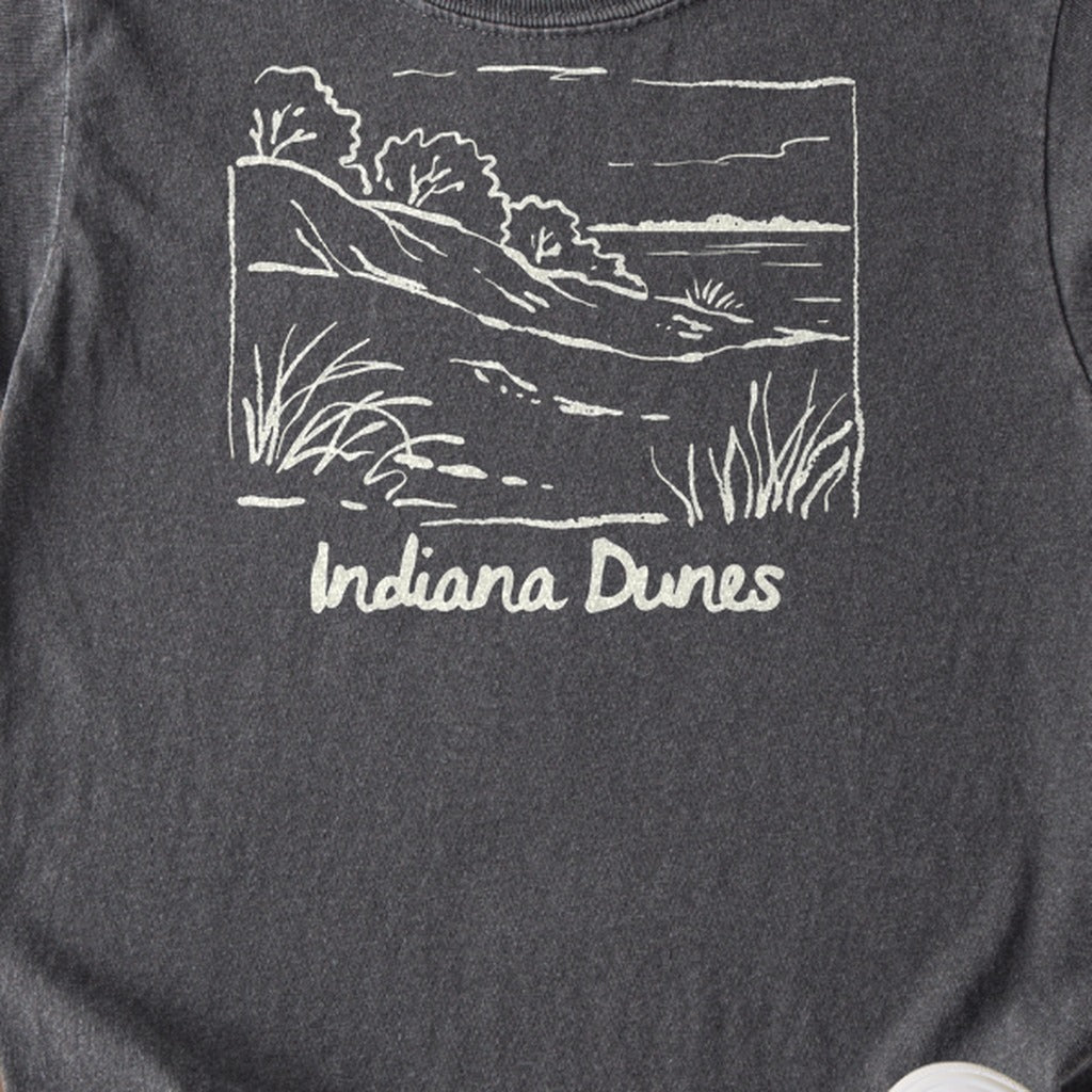 Indiana Dunes National Park Line Drawing Kids Cotton T-Shirt