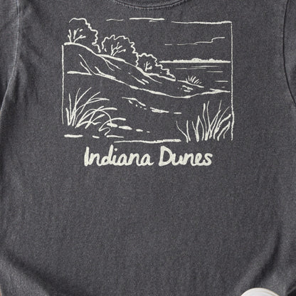 Indiana Dunes National Park Line Drawing Kids Cotton T-Shirt